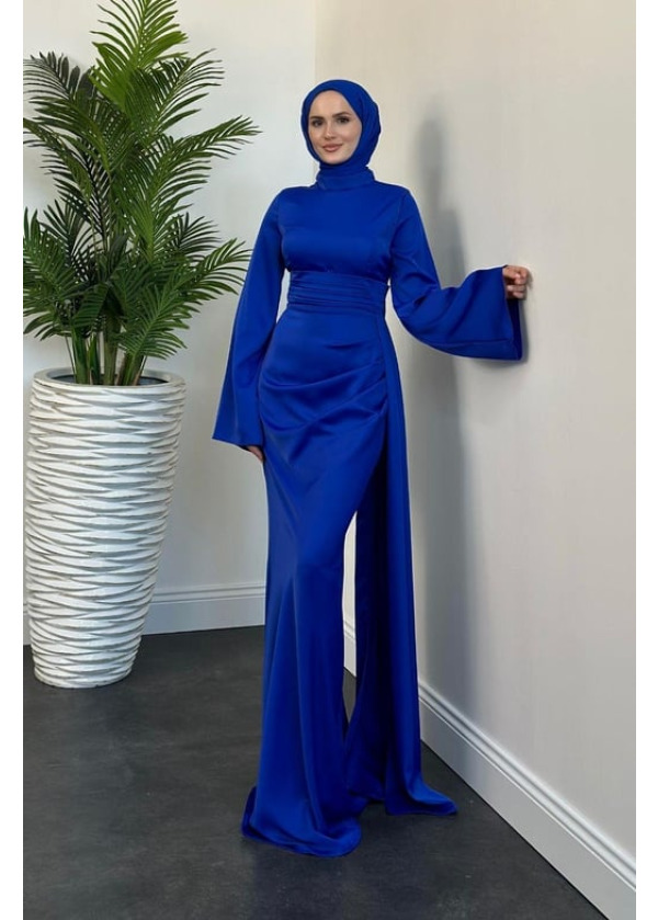 Arabella Pelerinli Saten Balık Abiye Saks