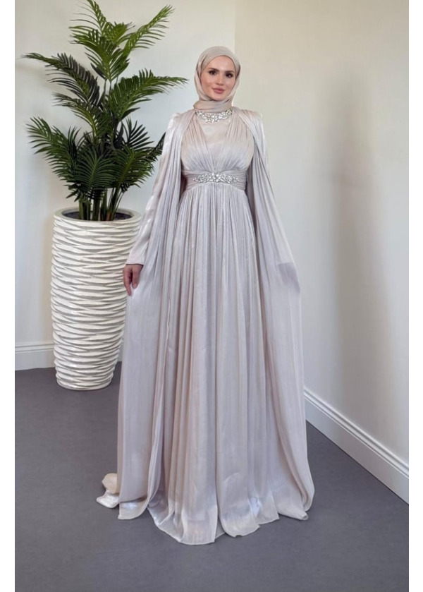 Solea Kolları Pelerinli Taşlı Abiye Taş