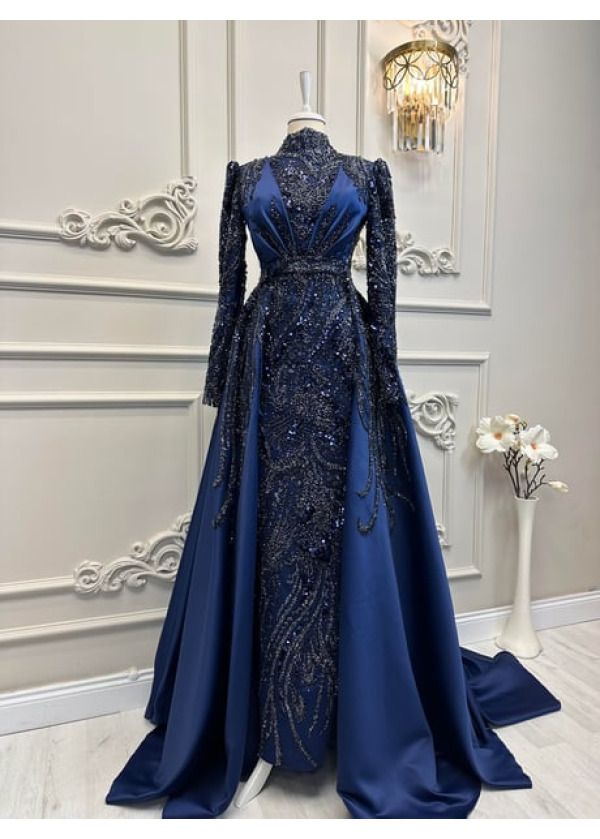 Frida Özel İşlemeli Abiye Lacivert