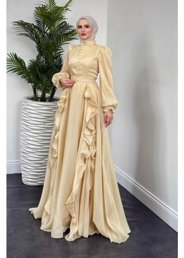 Samira Fırfırlı Janjan Abiye Mum Işığı