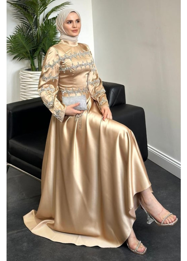 Onsra Taşlı Abiye Vizon