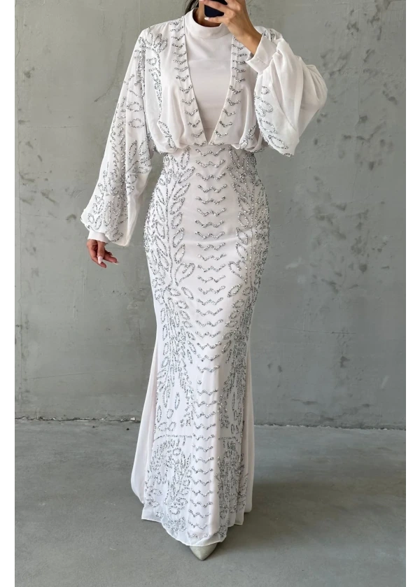 Artemis Modern Tasarım Abiye Beyaz